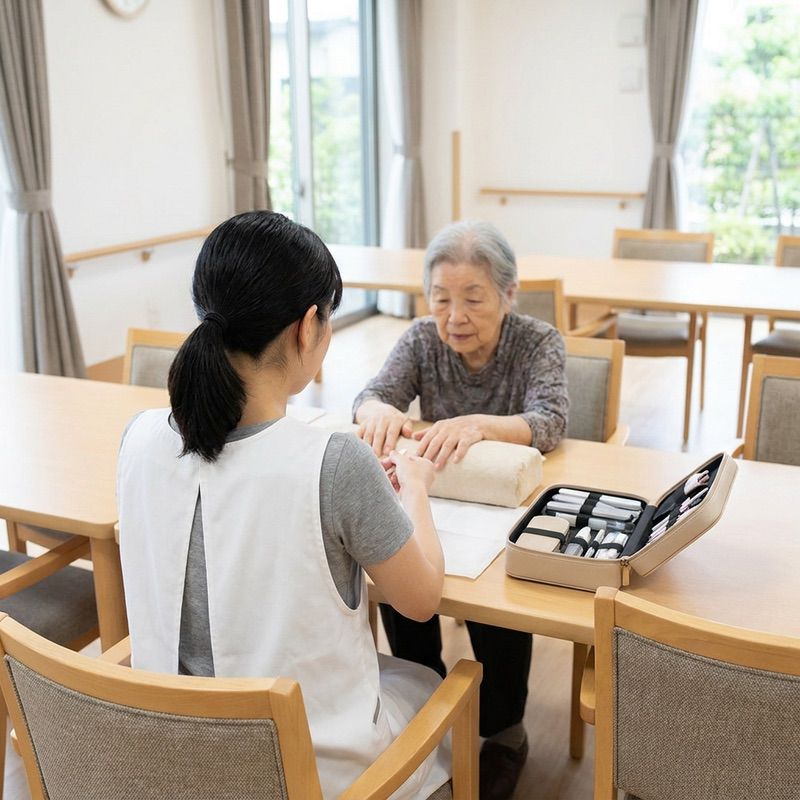 介護施設の共用スペースでの訪問ネイルサービス